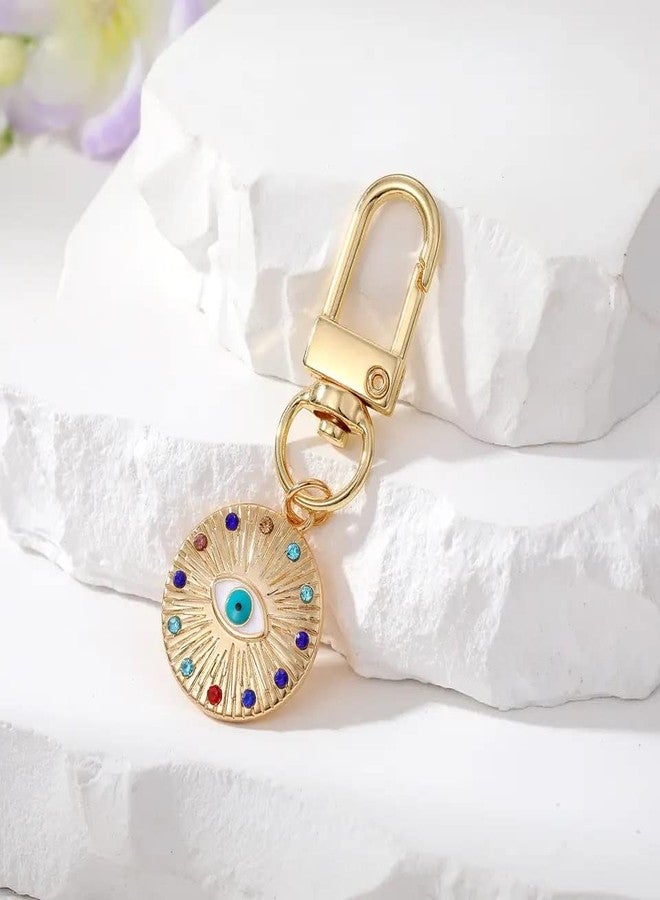 MyfavoriteK Gold Evil Eye Keychain for Women Protection Good Luck Charms Key Chain for Car Keys Holder Bag Purse (Three) - Image 2
